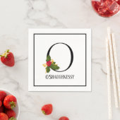 Holiday Holly Monogram Letter O Personalisiert Pap Serviette (Beispiel)