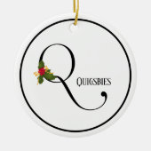 Holiday Holly Monogram Letter Q Personalisiert Keramik Ornament (Vorne)