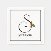 Holiday Holly Monogram Letter S Personalisiert Pap Serviette (Vorderseite)