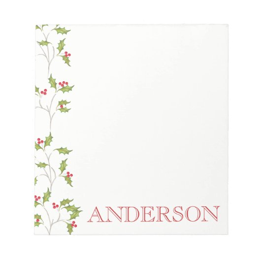 Holiday Holly Note Pad Notizblock (Vorderseite)