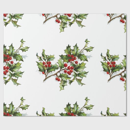 Holiday Holly Retro Style Geschenk Geschenkpapier (Flach)
