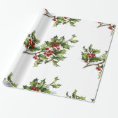Holiday Holly Retro Style Geschenk Geschenkpapier (Ungerollt)