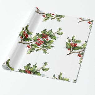 Holiday Holly Retro Style Geschenk Geschenkpapier