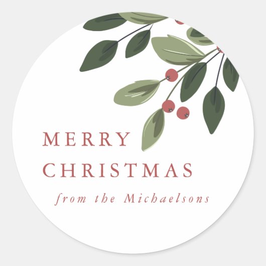 Holiday Holly Round Sticker (Vorderseite)