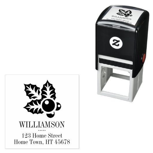 Holiday Holly Square Rücksendeadresse Permastempel (Beispiel)