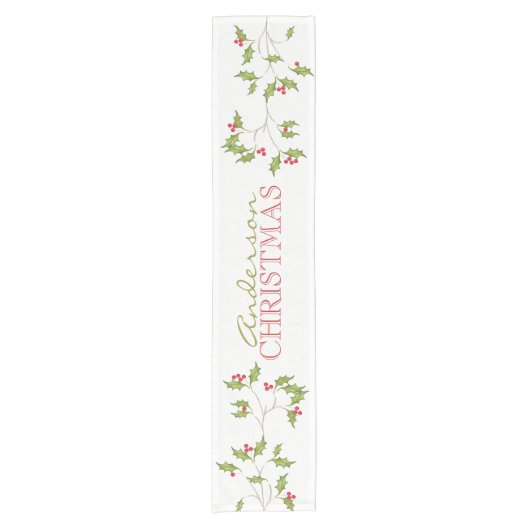 Holiday Holly Table Runner Kurzer Tischläufer (Vorderseite)