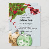 Holiday Holly Weihnachtsfeier Party Einladung (Vorne/Hinten)