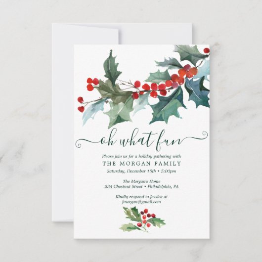 Holiday Holly Weihnachtsfeier Party Einladung (Vorderseite)