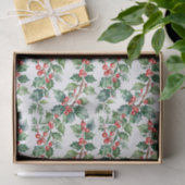 Holiday Holly with Greenery in Watercolor Seidenpapier (Geschenk)