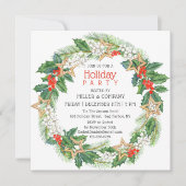 Holiday Holly Wreath Corporate Christmas Party Einladung (Vorderseite)