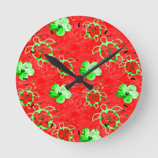 Holiday Honu Turtles Runde Wanduhr (Vorderseite)
