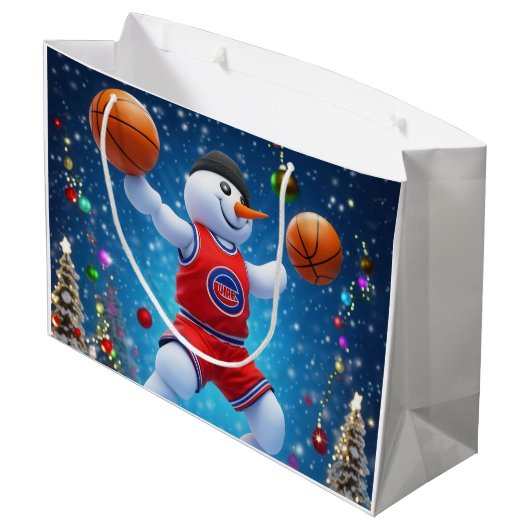 Holiday Hoops Große Geschenktüte (Rückseite Schrägansicht)