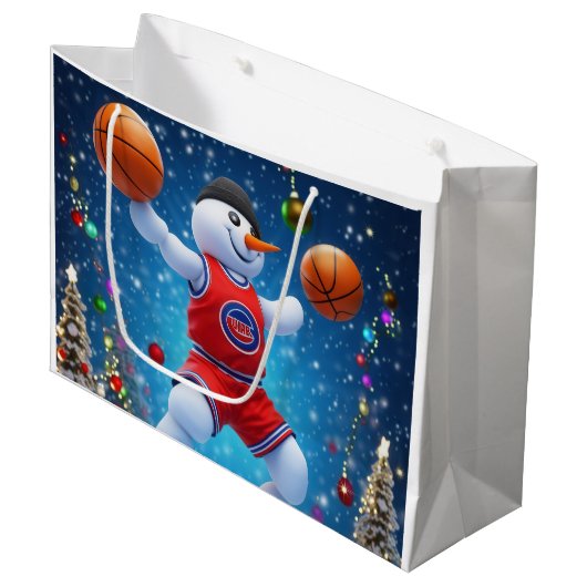 Holiday Hoops Große Geschenktüte (Vorderseite Schrägansicht)