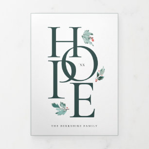 Holiday Hope Modernes botanisches Berry-Foto Dreifach Gefaltete Einladung
