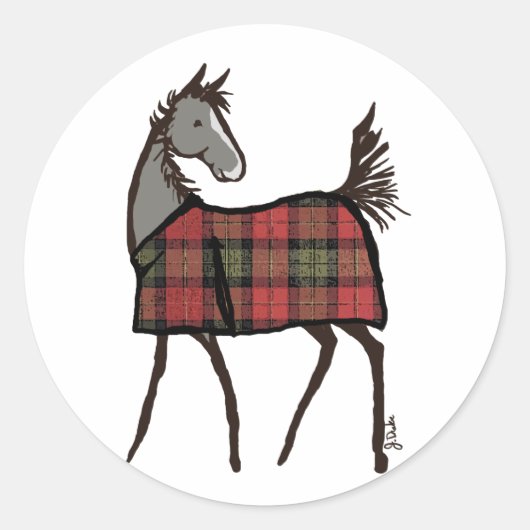 Holiday Horse Fox mit Blanket Weihnachten Runder Aufkleber (Vorderseite)
