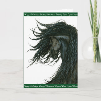 Holiday Horse Greetings Friesian von Bihrle Feiertagskarte