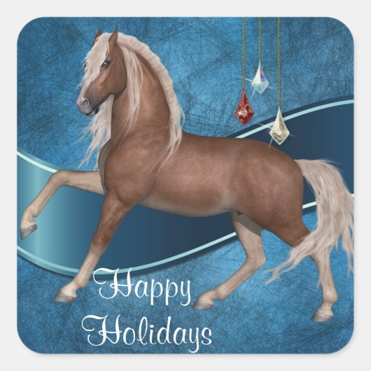 Holiday Horse On Blue Sticker (Vorderseite)