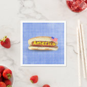 Holiday Hot Dog auf Gingham Napkins Serviette (Beispiel)