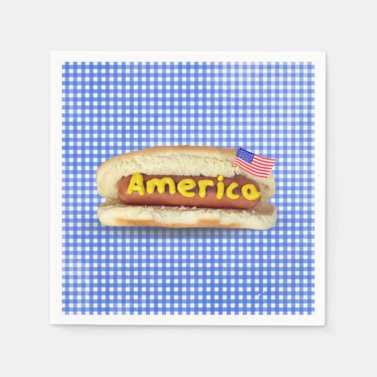 Holiday Hot Dog auf Gingham Napkins Serviette (Vorderseite)