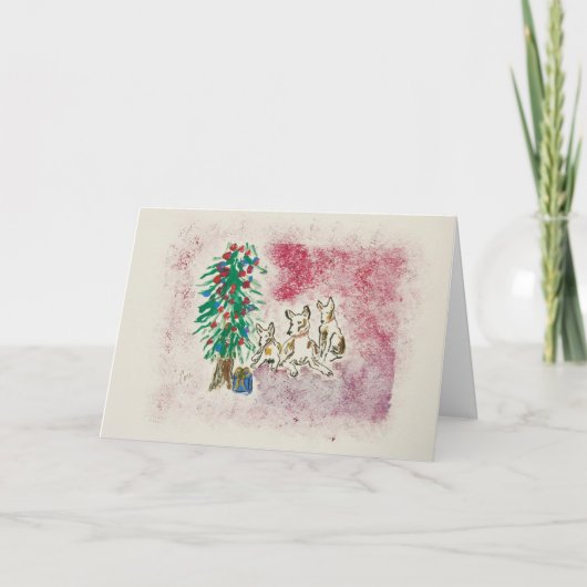 Holiday Hounds Dog Welpe Weihnachtskarte Feiertagskarte (Vorderseite)
