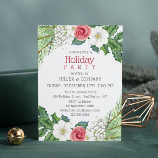 Holiday Hübsch Floral Corporate Weihnachten Party Einladung