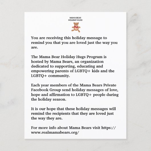 Holiday Hugs Flyer (Vorne)