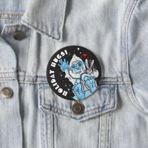 Holiday Hugs Yeti! Button