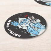 Holiday Hugs Yeti! Runder Pappuntersetzer (Angewinkelt)