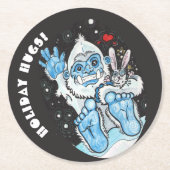 Holiday Hugs Yeti! Runder Pappuntersetzer (Vorderseite)
