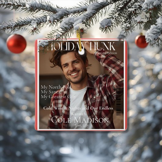 Holiday Hunk magazine cover style Ornament