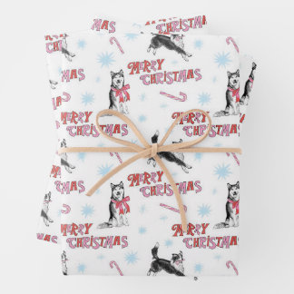 Holiday Husky und Border Collie/Aussie Geschenkpapier Set