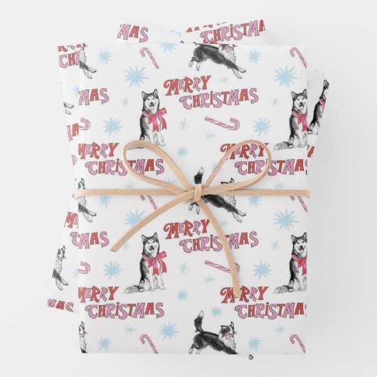 Holiday Husky und Border Collie/Aussie Geschenkpapier Set (Beispiel)