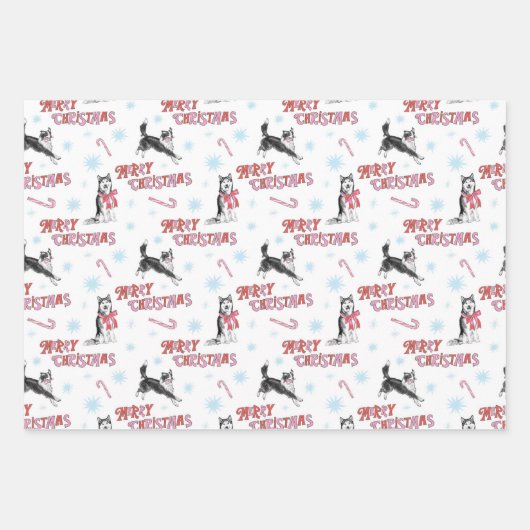 Holiday Husky und Border Collie/Aussie Geschenkpapier Set (Vorderseite)