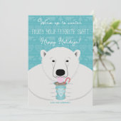 Holiday Hyge Polar Bear Sips Hot Cocoon Auf Aquama Karte (Stehend Vorderseite)