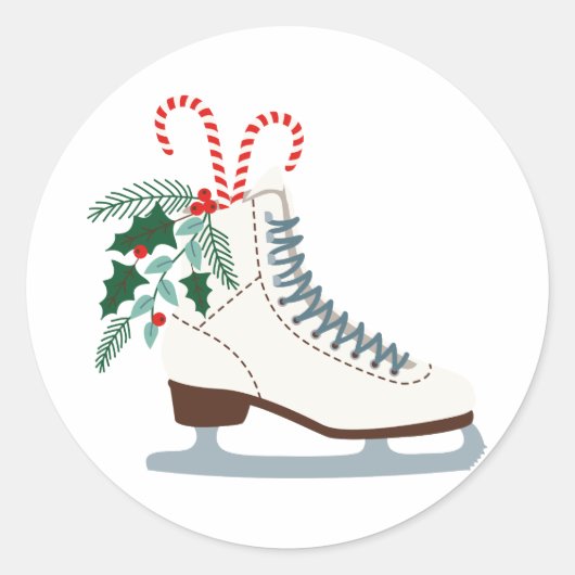 Holiday Ice Skate Runder Aufkleber (Vorderseite)