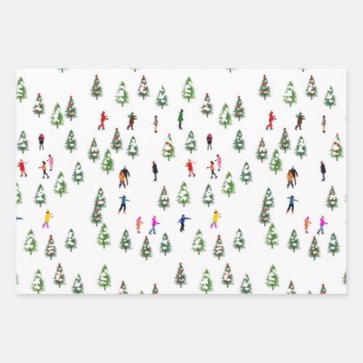 Holiday Ice Skaten Skifahren Snowboarden Außenbere Geschenkpapier Set (Vorderseite 2)