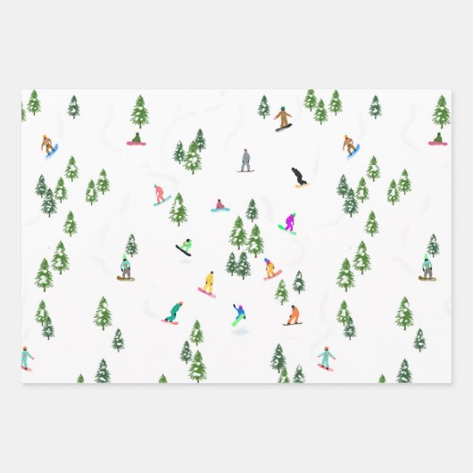 Holiday Ice Skaten Skifahren Snowboarden Außenbere Geschenkpapier Set (Vorderseite)