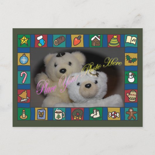 Holiday Icons Cartoon Border Template Postkarte (Vorderseite)