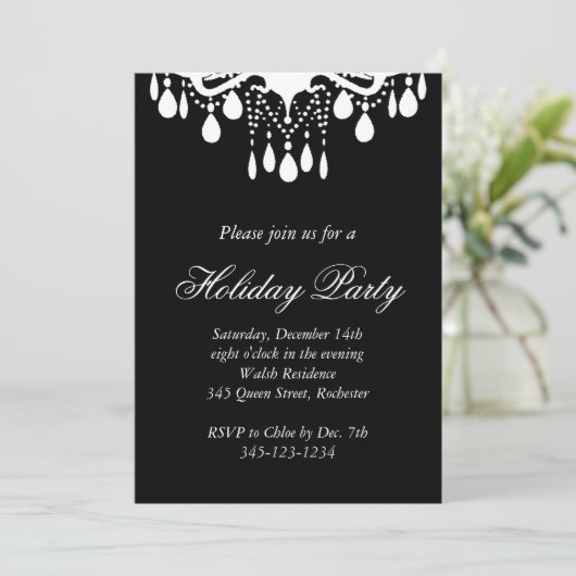 Holiday Invitation Grand Ballroom (schwarz) Einladung (Stehend Vorderseite)