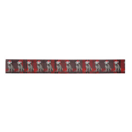 Holiday Irish Wolfhound Dog Red Christmas Plaid Satinband
