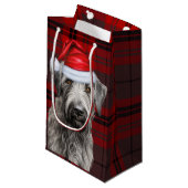 Holiday Irish Wolfhound Dog Red Plaid Christmas Kleine Geschenktüte (Vorderseite Schrägansicht)