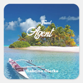 Holiday Island individuelle Name Quadratischer Aufkleber