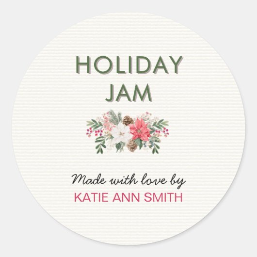 Holiday Jam Etikett | Weihnachtskonserven Aufklebe Runder Aufkleber (Vorderseite)