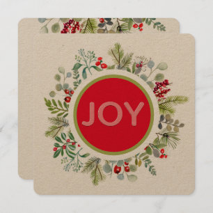 Holiday JoSimple Watercolor Wreath Holiday Card Feiertagskarte