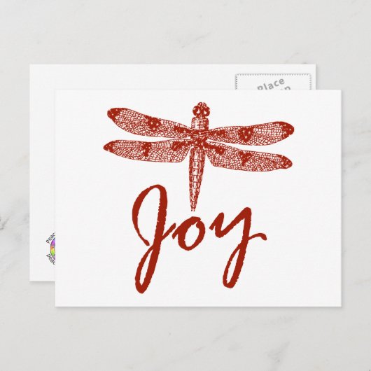 Holiday Joy Dragonfly Feiertagspostkarte (Vorne/Hinten)