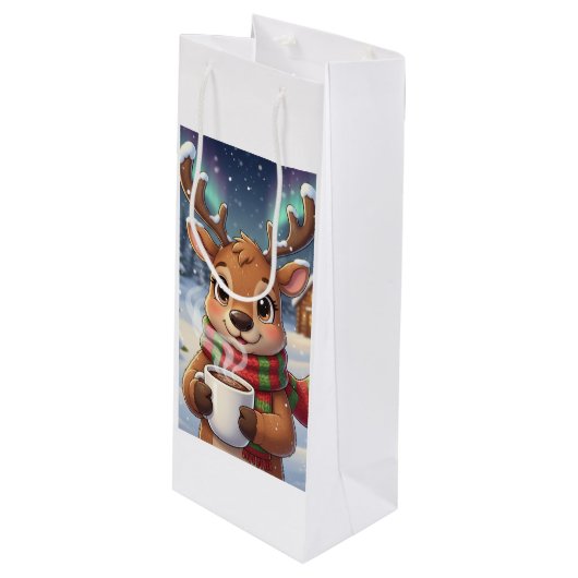 Holiday Joy Gift Bag Geschenktüte Für Weinflaschen (Vorderseite Schrägansicht)