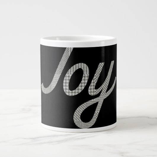 Holiday Joy Hahnentrittmuster Muster auf schwarz Jumbo-Tasse (Vorderseite)