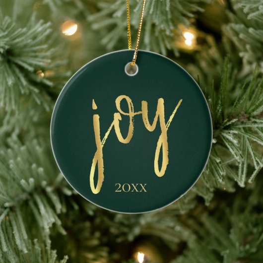 Holiday Joy | Klassisches Gold-Marker-Script auf G Keramikornament (Baum)