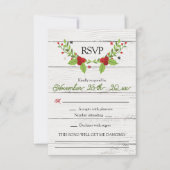 Holiday Joy Poinsettia Wood Response RSVP Karte (Vorderseite)