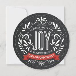 HOLIDAY JOY ROUND CHALKBOARD FOTOKARTE FEIERTAGSKARTE